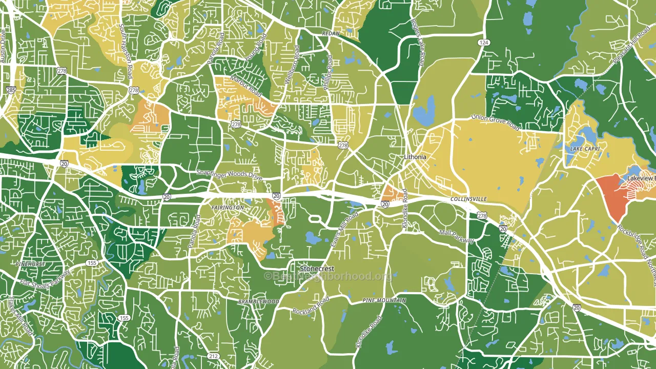 Lithonia, GA block-group voter-turnout map