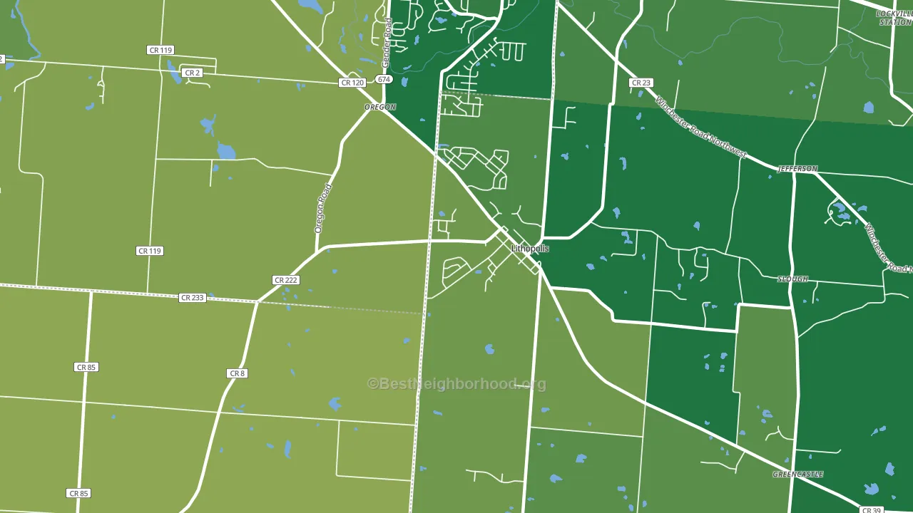 Lithopolis, OH block-group voter-turnout map