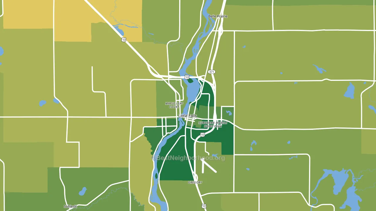 Little Falls, MN block-group voter-turnout map