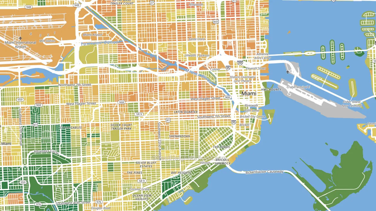 Little Havana, Miami, FL block-group voter-turnout map