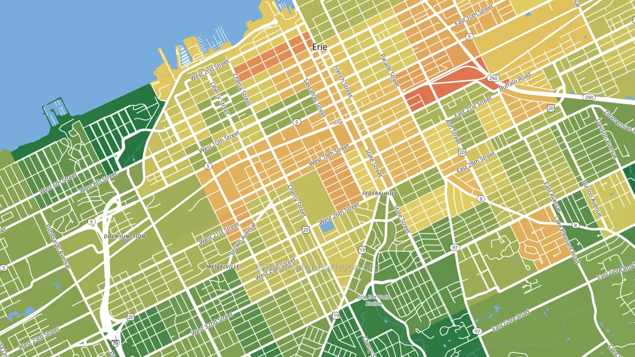 Little Italy, Erie, PA block-group voter-turnout map