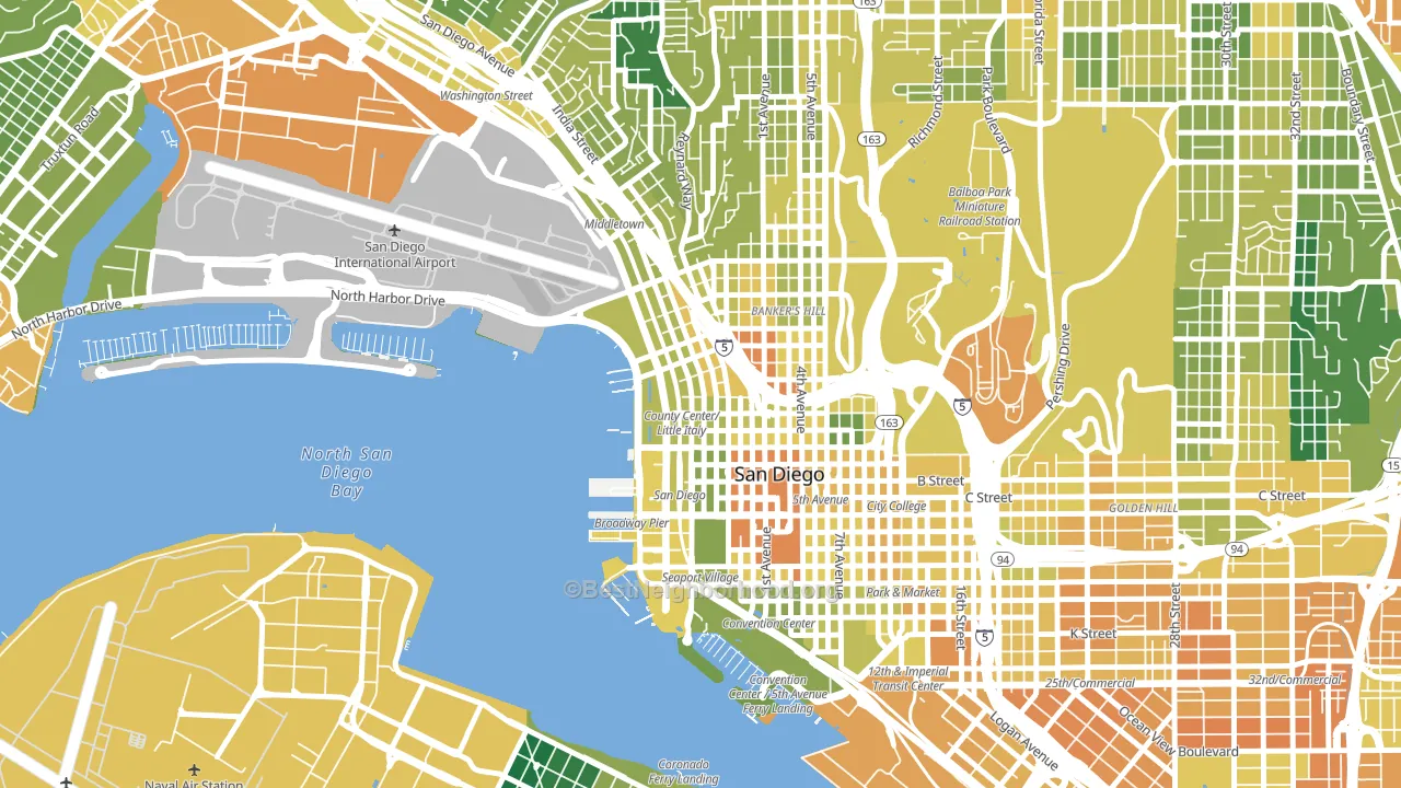 Little Italy, San Diego, CA block-group voter-turnout map