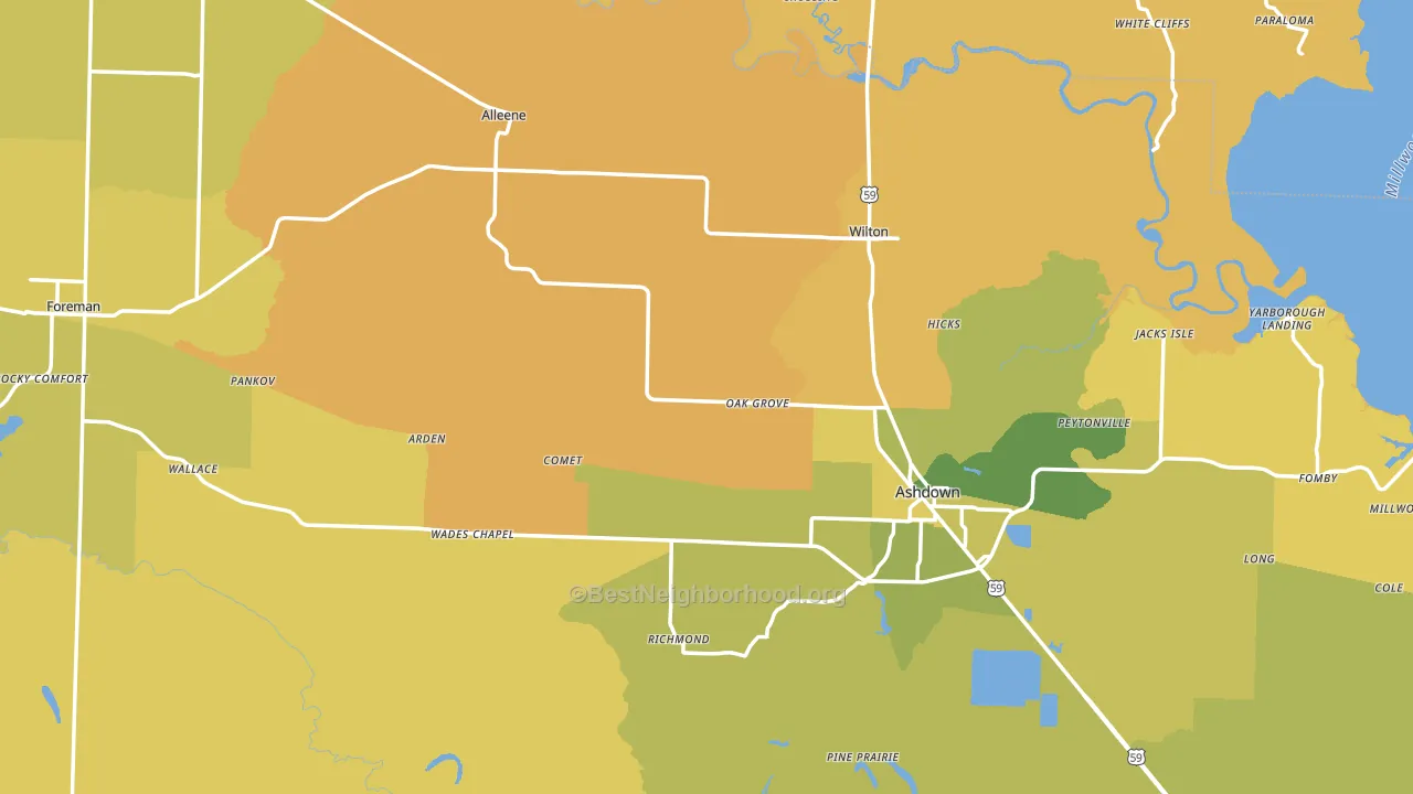 Little River County, AR block-group voter-turnout map
