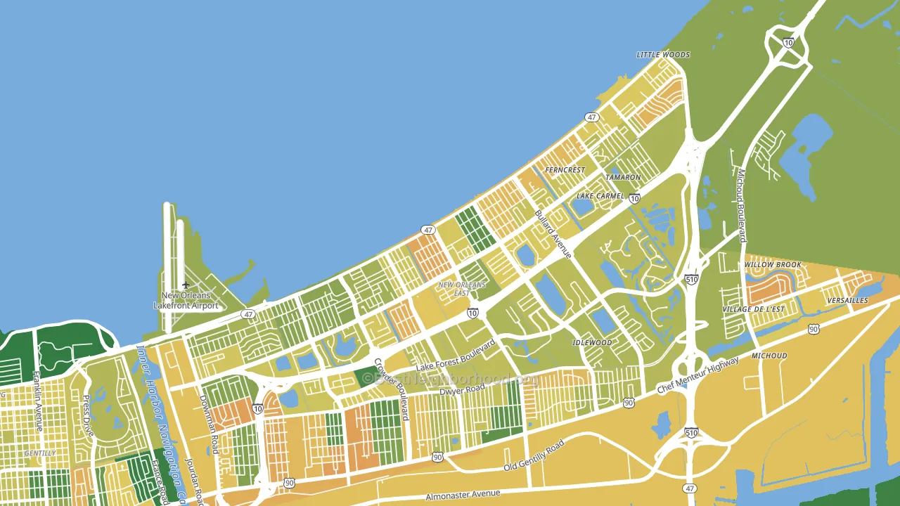 Little Woods, New Orleans, LA block-group voter-turnout map