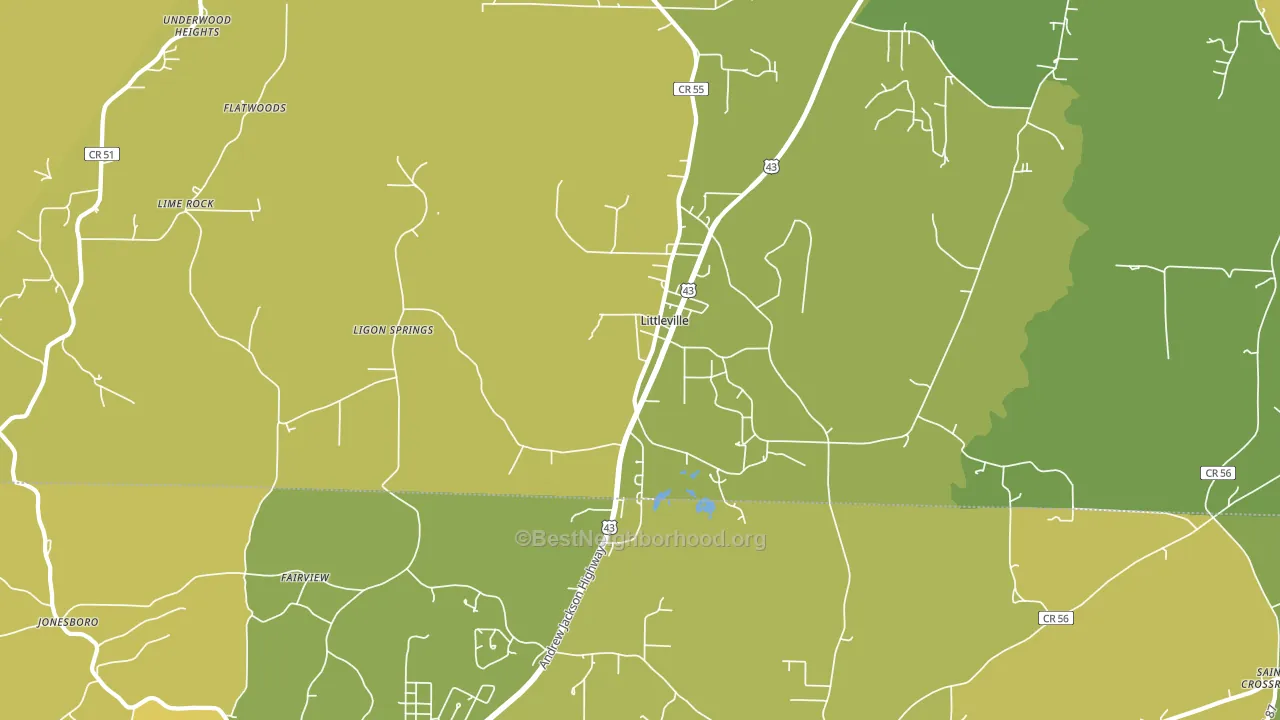 Littleville, AL block-group voter-turnout map