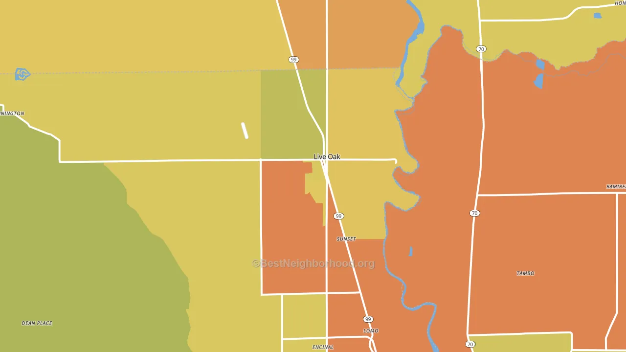 Live Oak, CA block-group voter-turnout map