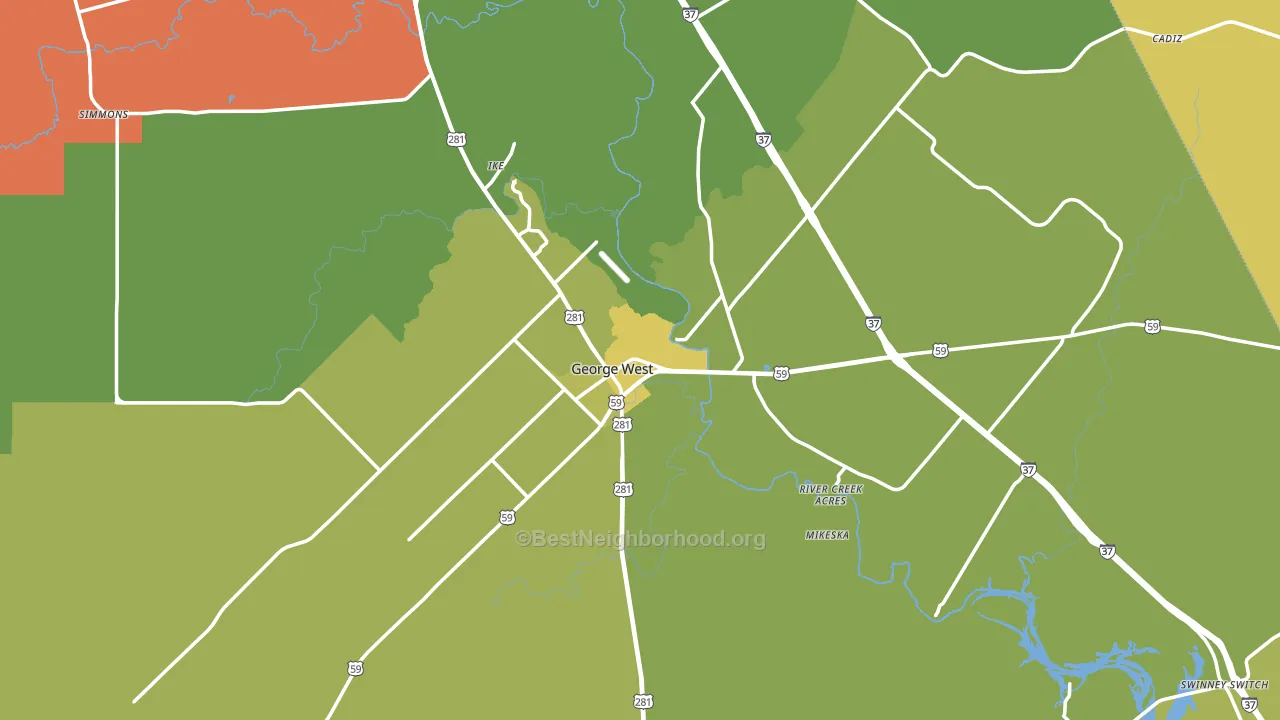 Live Oak County, TX block-group voter-turnout map