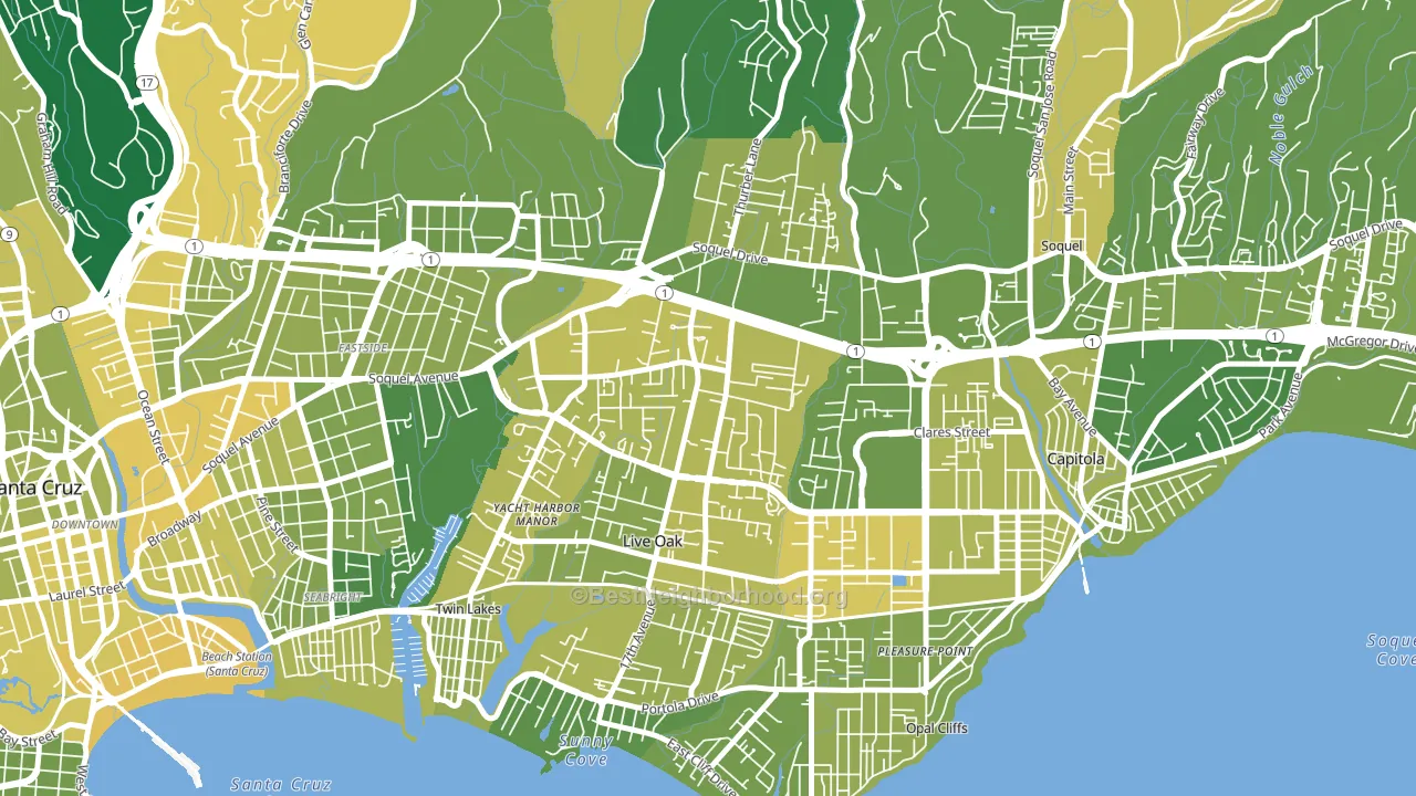 Live Oak, Santa Cruz, CA block-group voter-turnout map