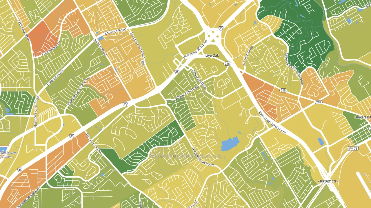 Live Oak, TX block-group voter-turnout map