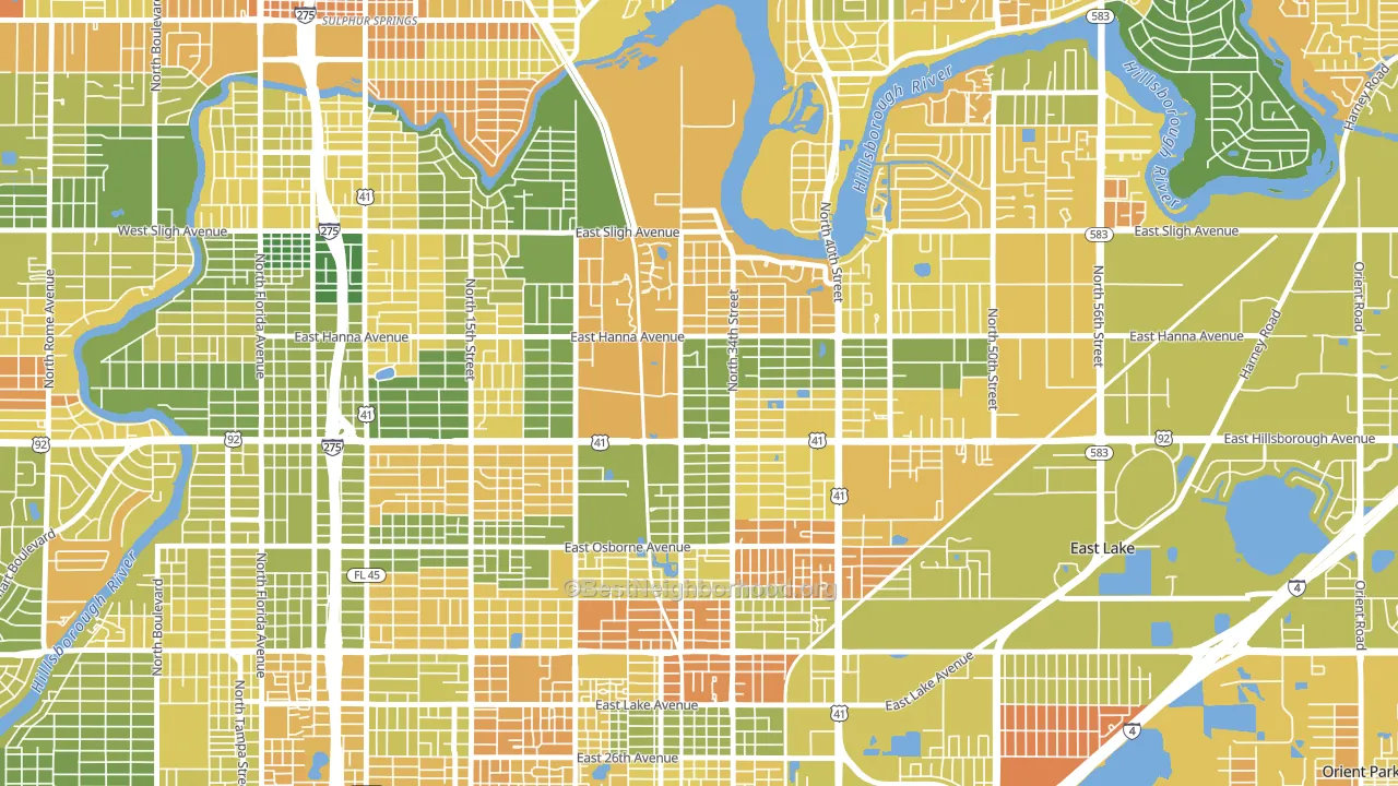 Live Oaks Square, Tampa, FL block-group voter-turnout map