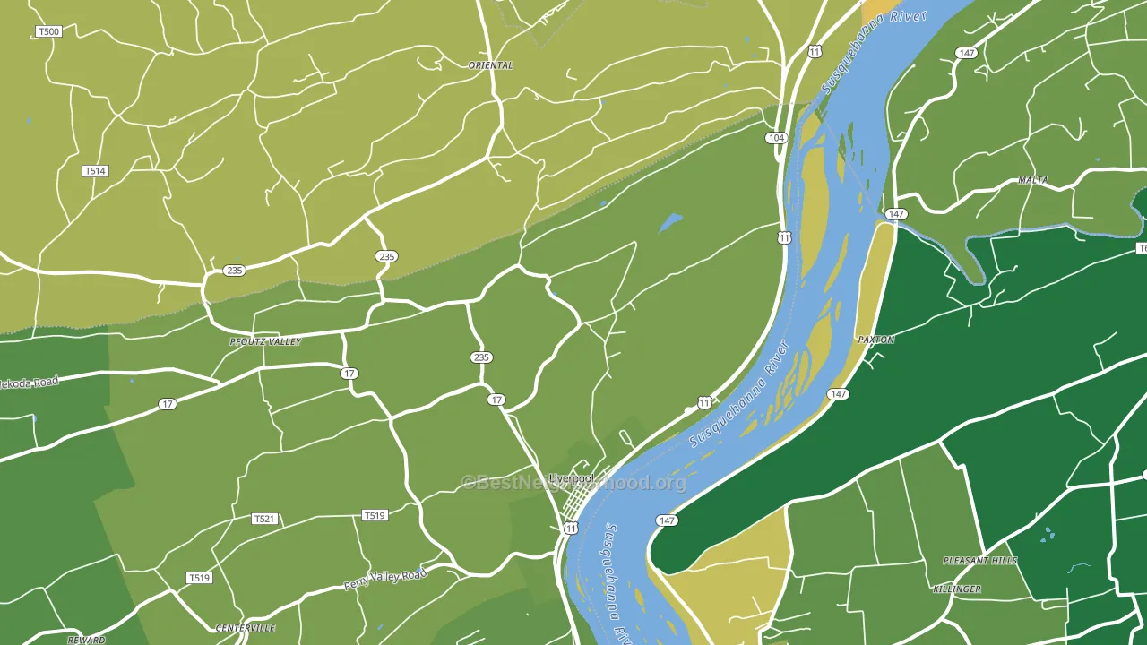 Liverpool, PA block-group voter-turnout map