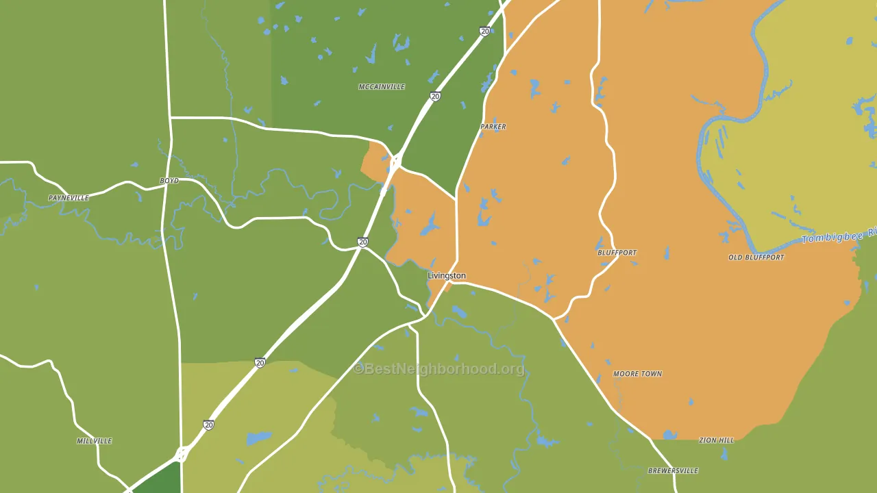 Livingston, AL block-group voter-turnout map