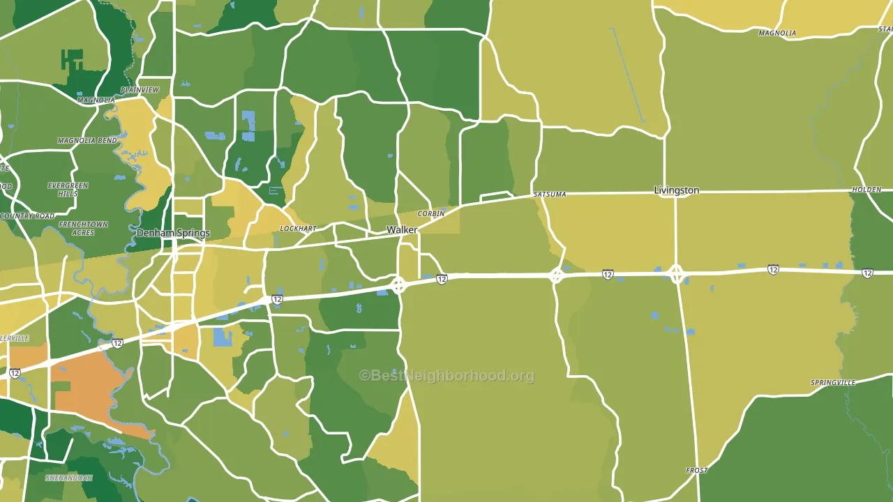 Livingston Parish, LA block-group voter-turnout map