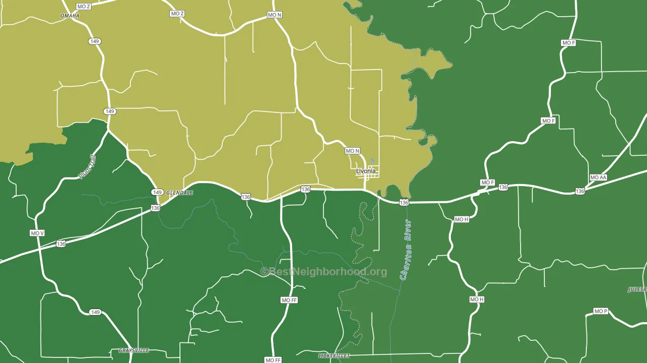 Livonia, MO block-group voter-turnout map