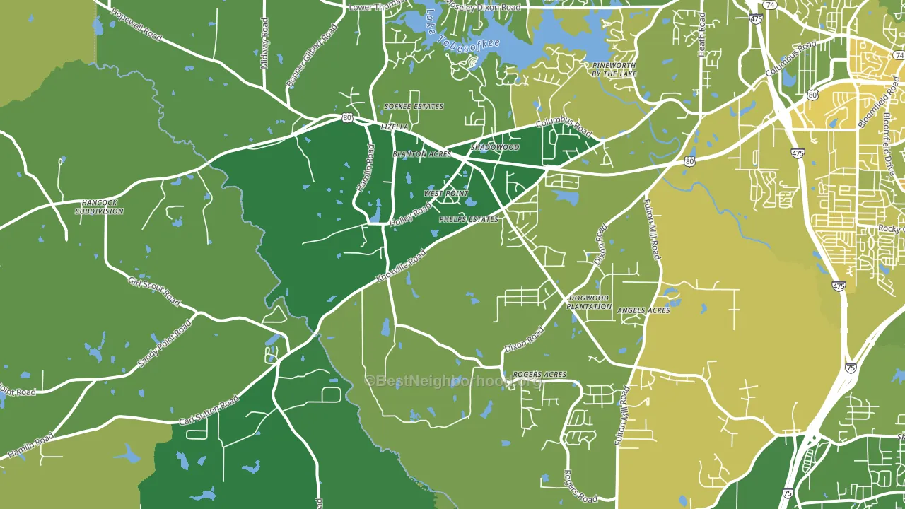 Lizella, GA block-group voter-turnout map
