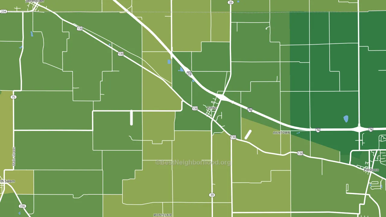 Lizton, IN block-group voter-turnout map