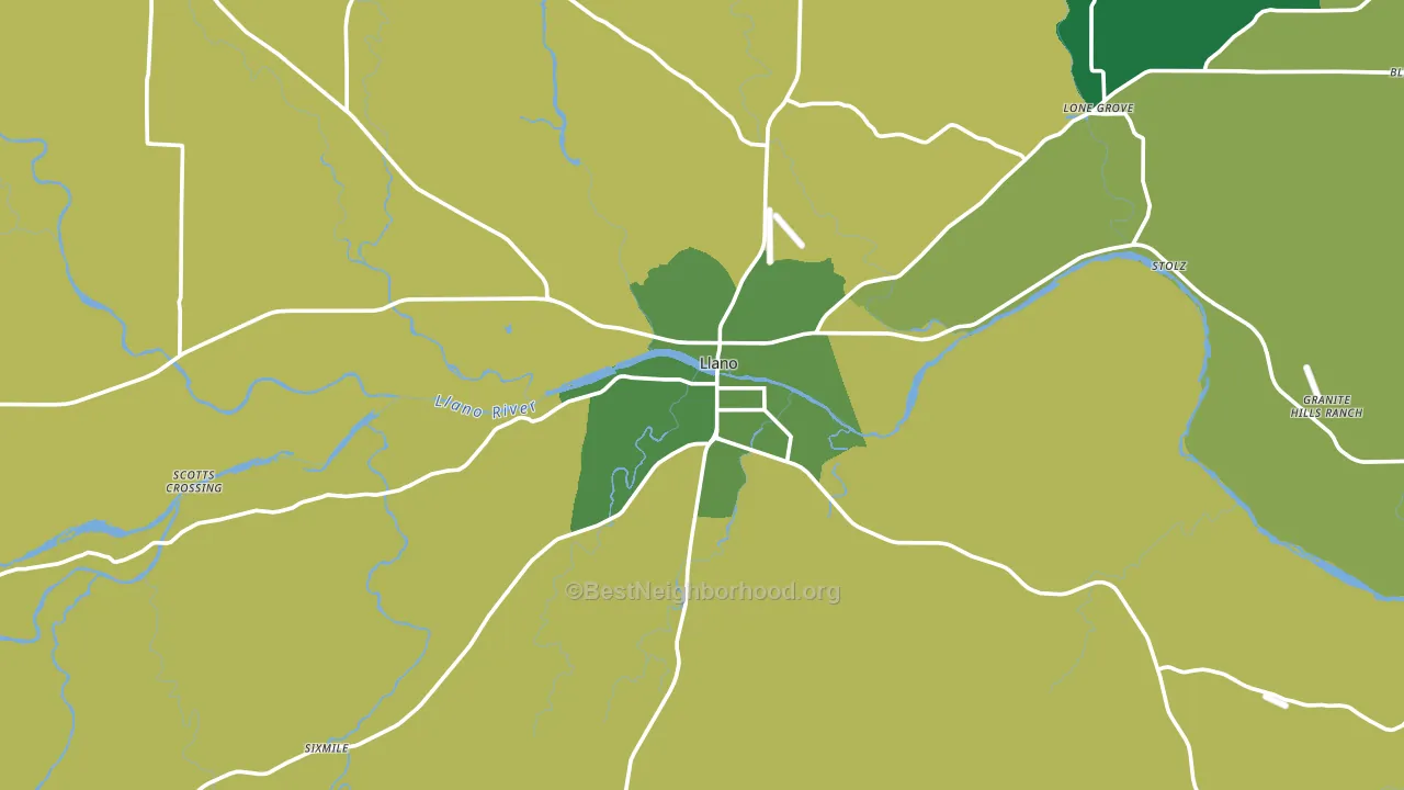 Llano, TX block-group voter-turnout map