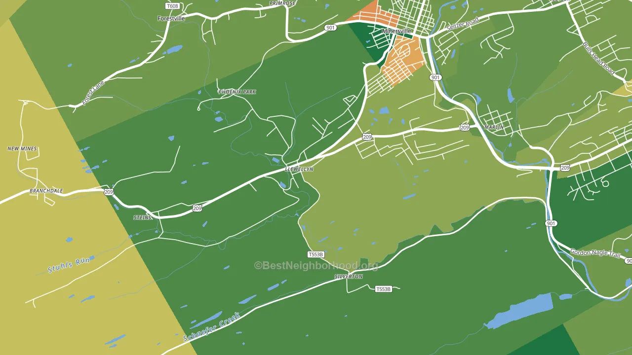 Llewellyn, PA block-group voter-turnout map