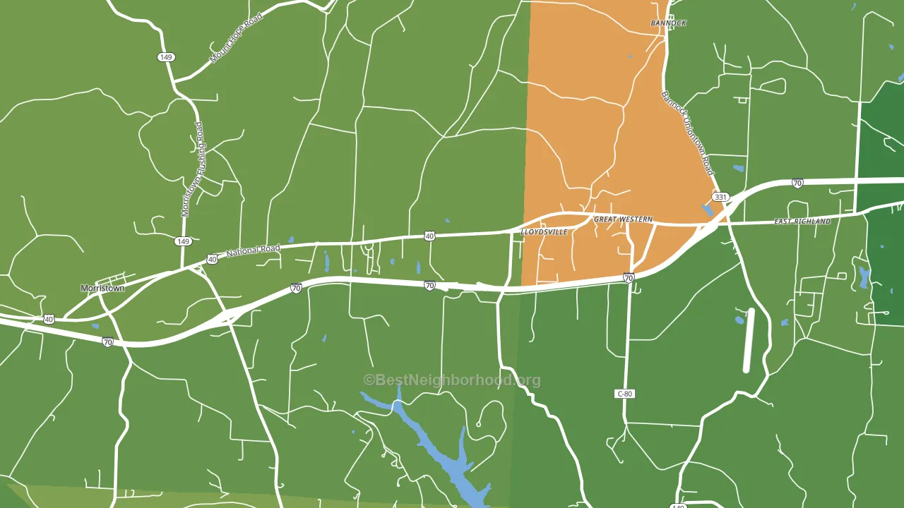 Lloydsville, OH block-group voter-turnout map