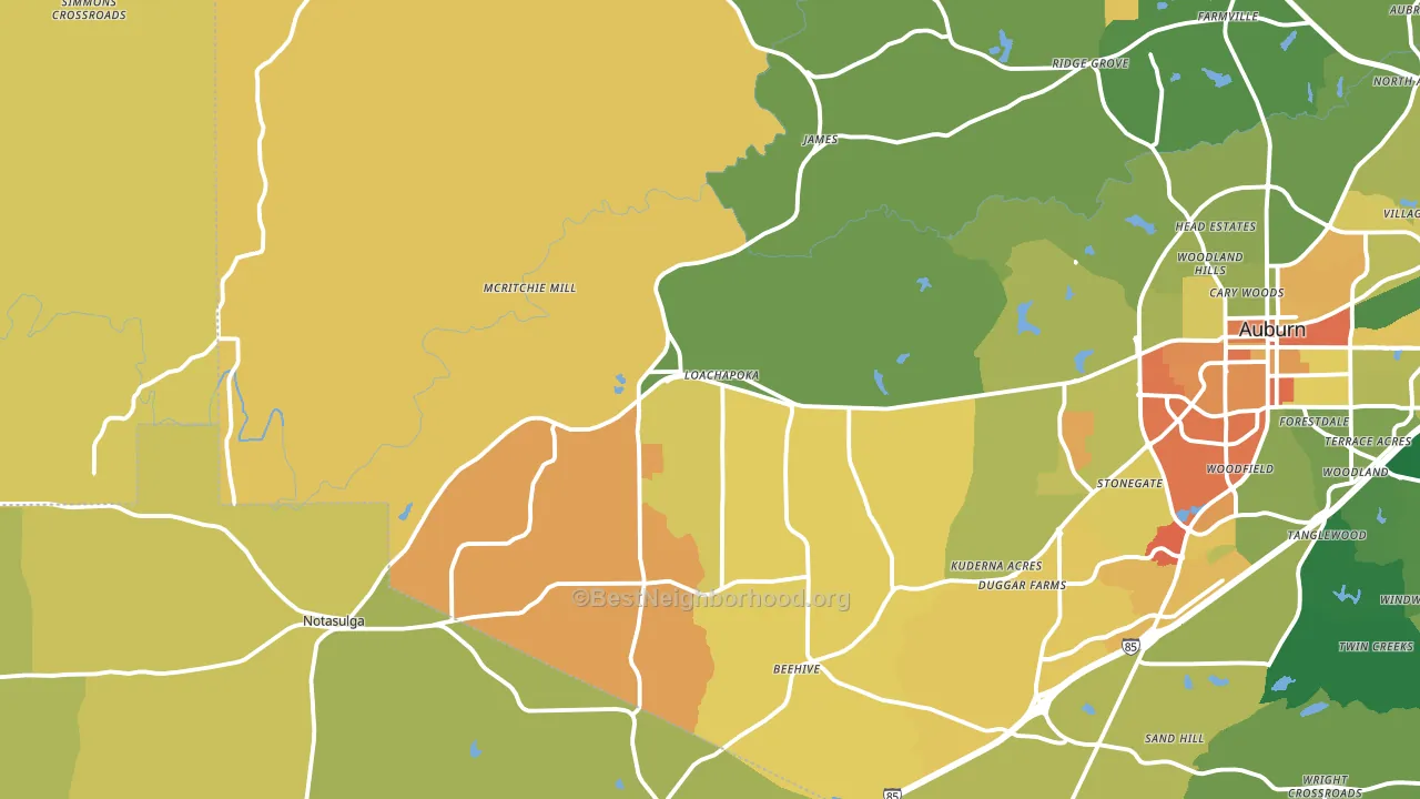 Loachapoka, AL block-group voter-turnout map