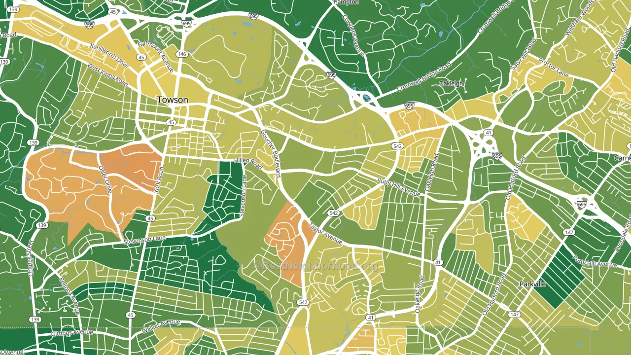 Loch Raven Manor, Towson, MD block-group voter-turnout map