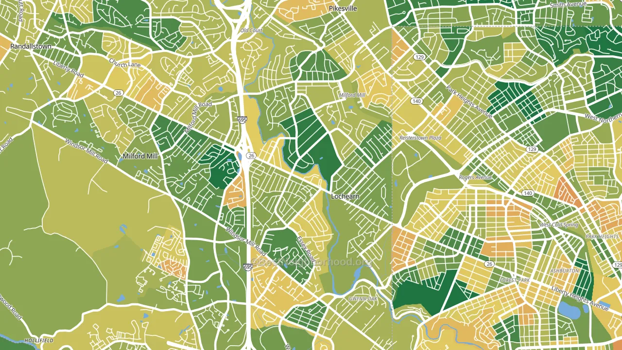 Lochearn, MD block-group voter-turnout map