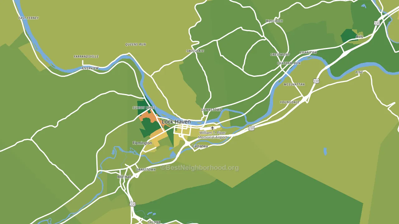Lock Haven, PA block-group voter-turnout map
