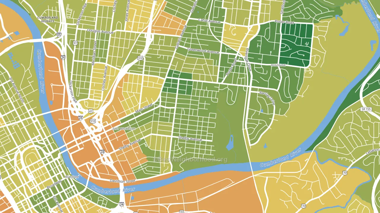 Lockeland Springs, Nashville, TN block-group voter-turnout map
