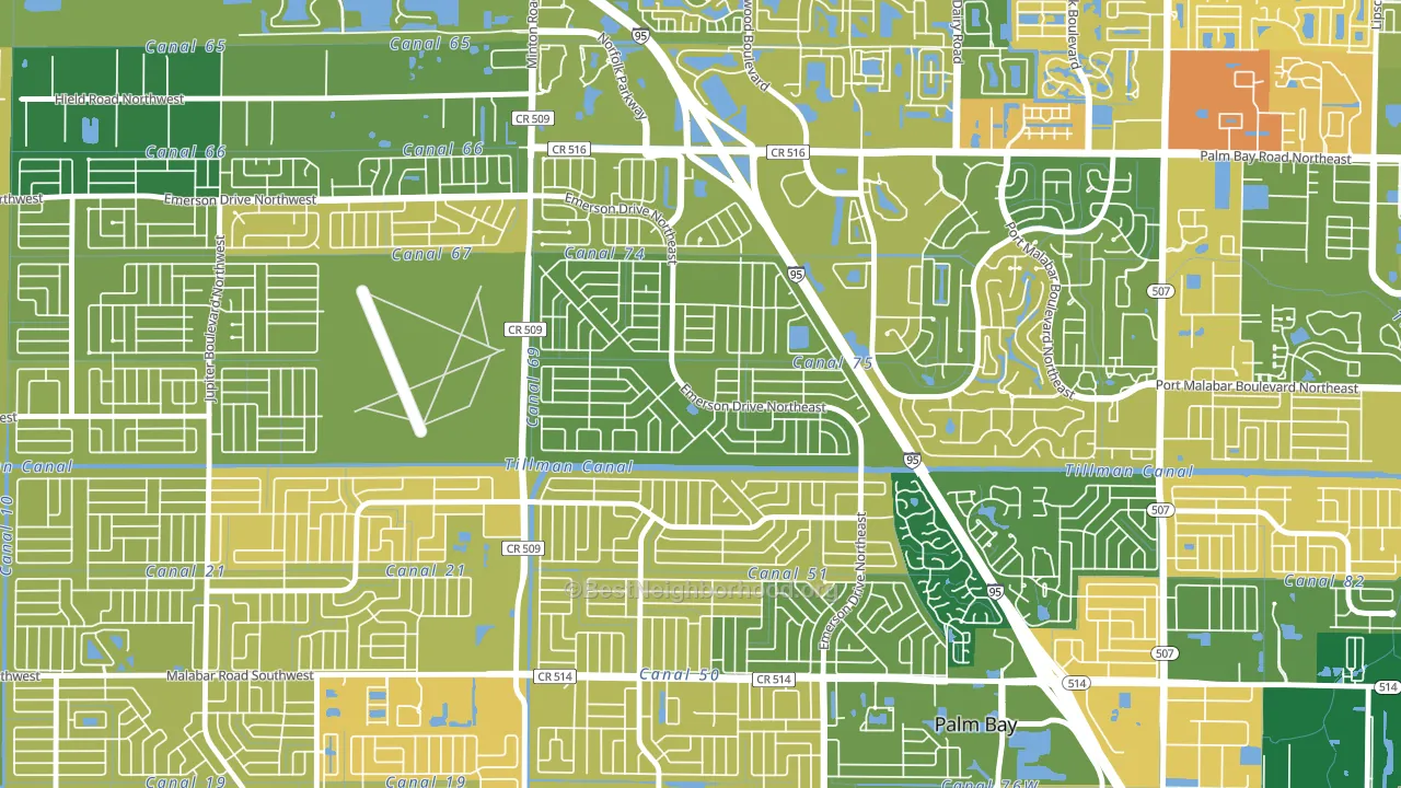 Lockmar Estates, Palm Bay, FL block-group voter-turnout map