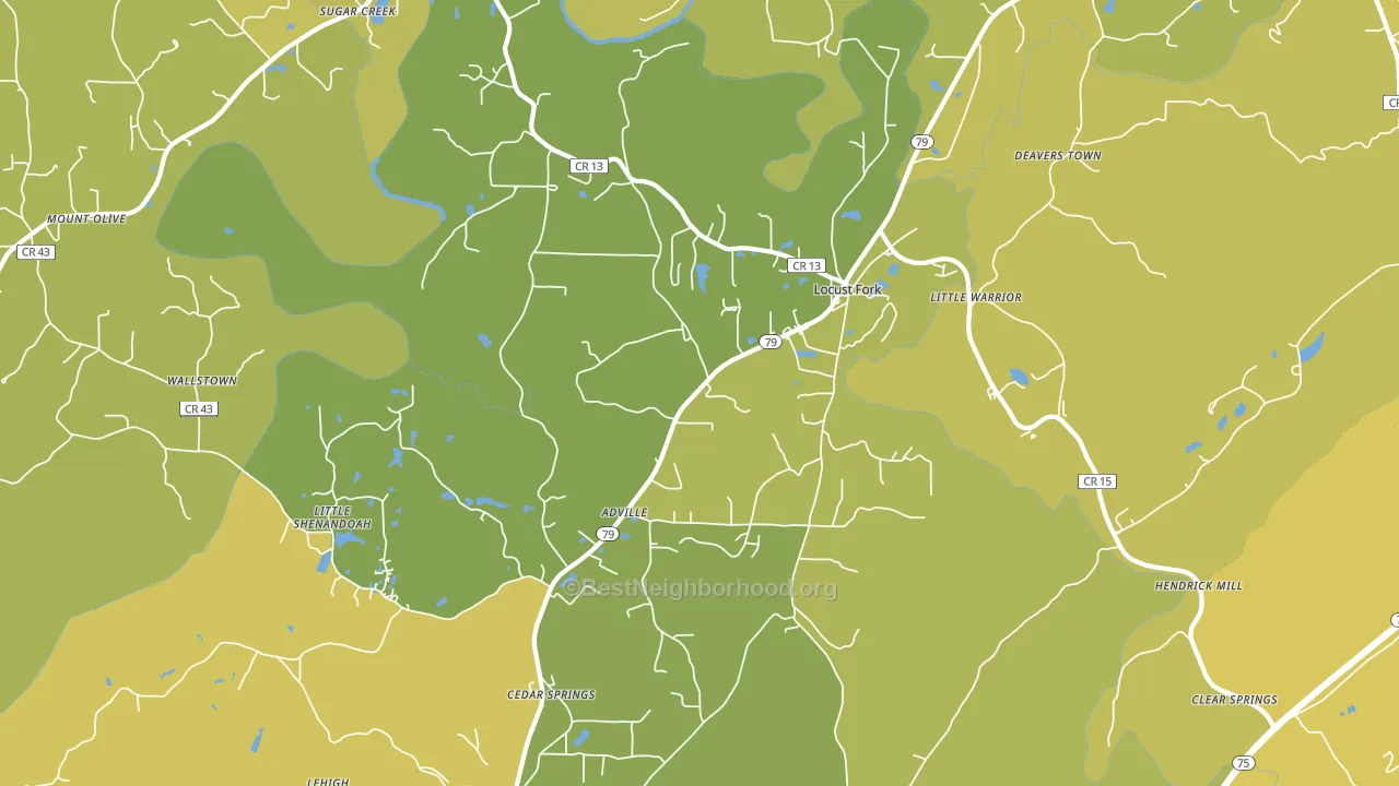 Locust Fork, AL block-group voter-turnout map