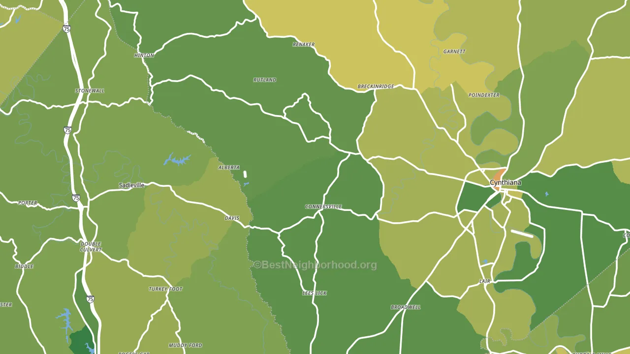 Locust Grove, KY block-group voter-turnout map