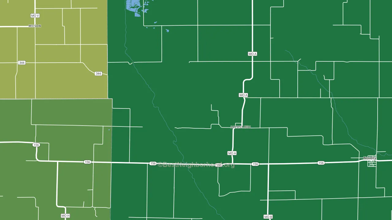 Locust Hill, MO block-group voter-turnout map