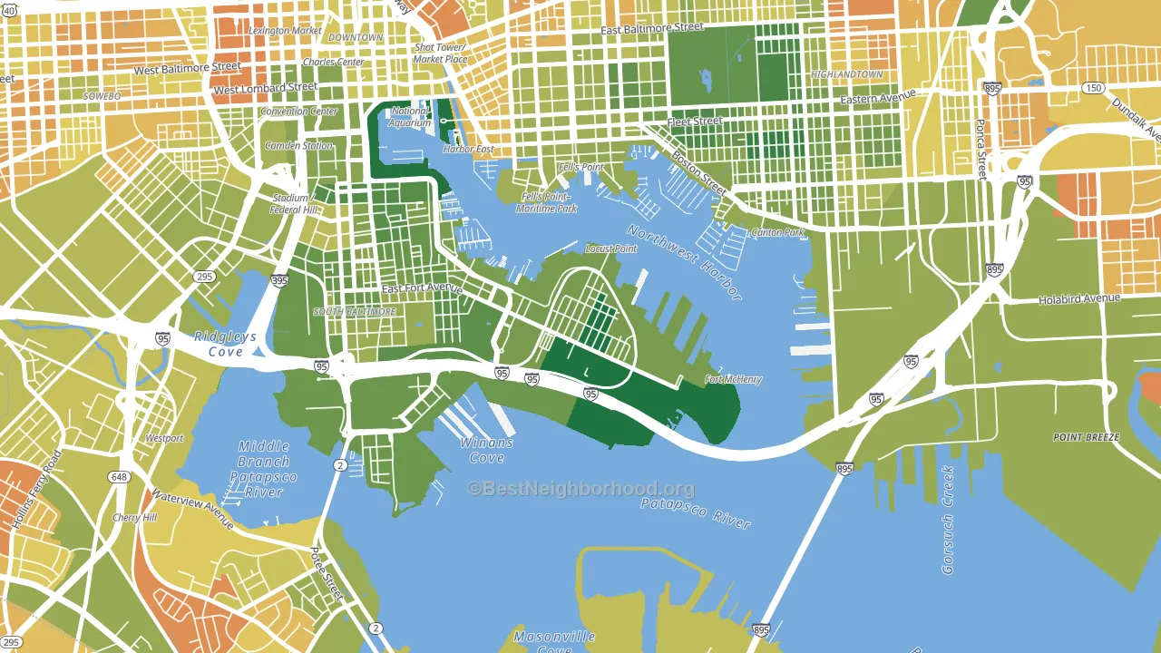 Locust Point, Baltimore, MD block-group voter-turnout map