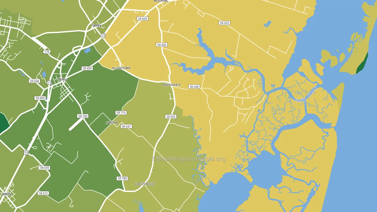 Locustville, VA block-group voter-turnout map