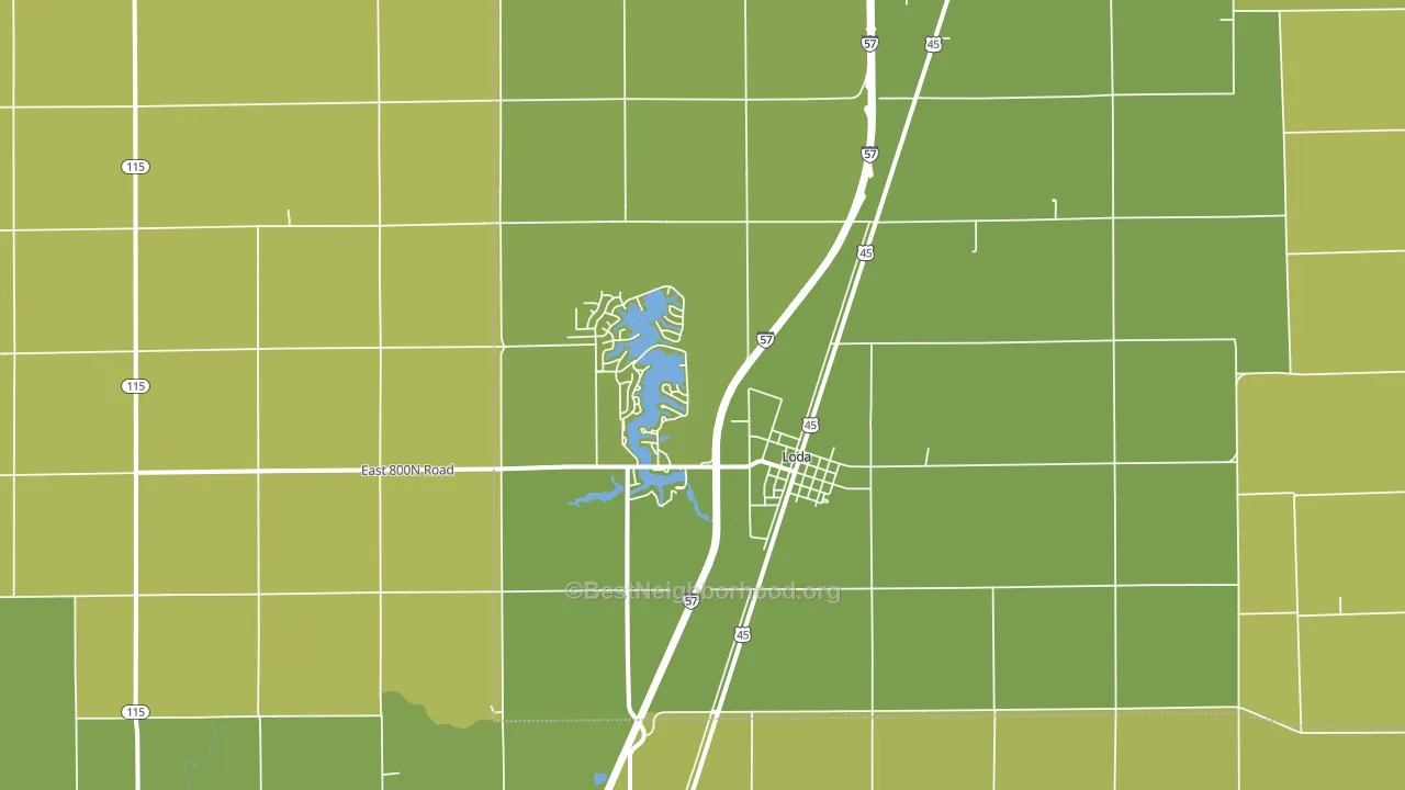 Loda, IL block-group voter-turnout map