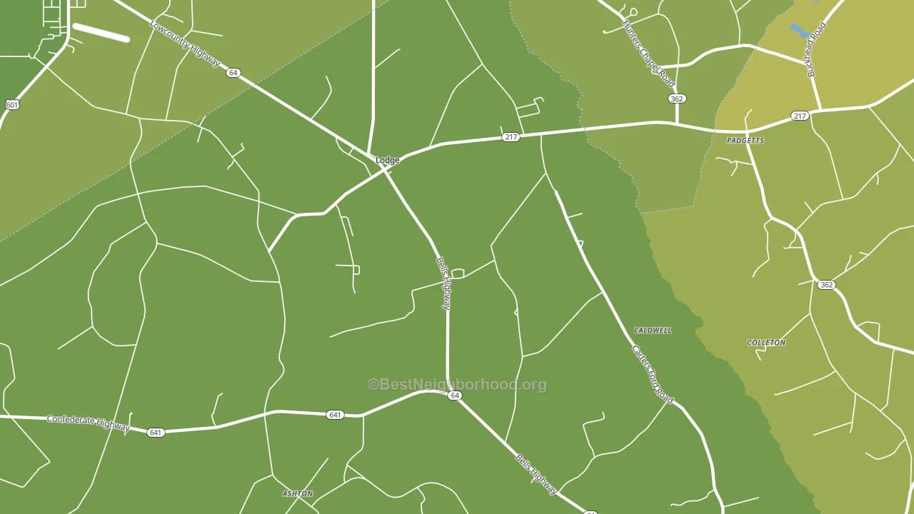 Lodge, SC block-group voter-turnout map