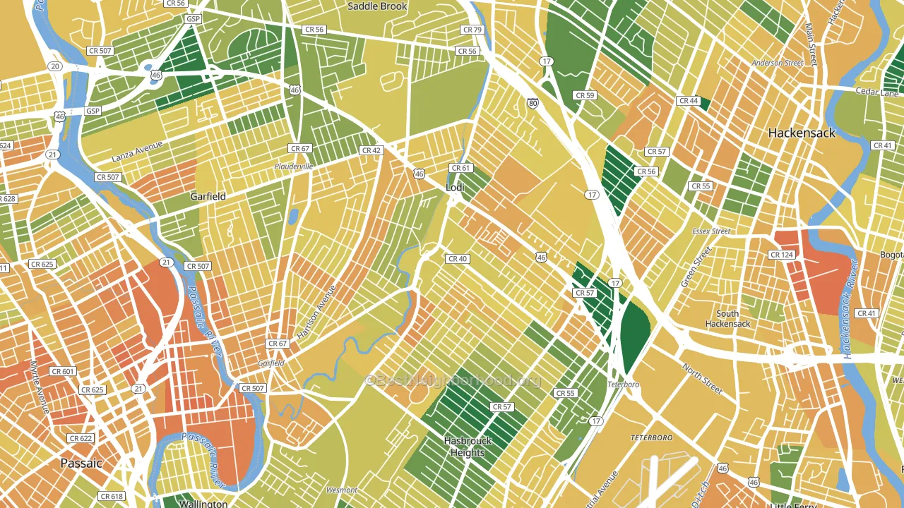 Lodi, NJ block-group voter-turnout map