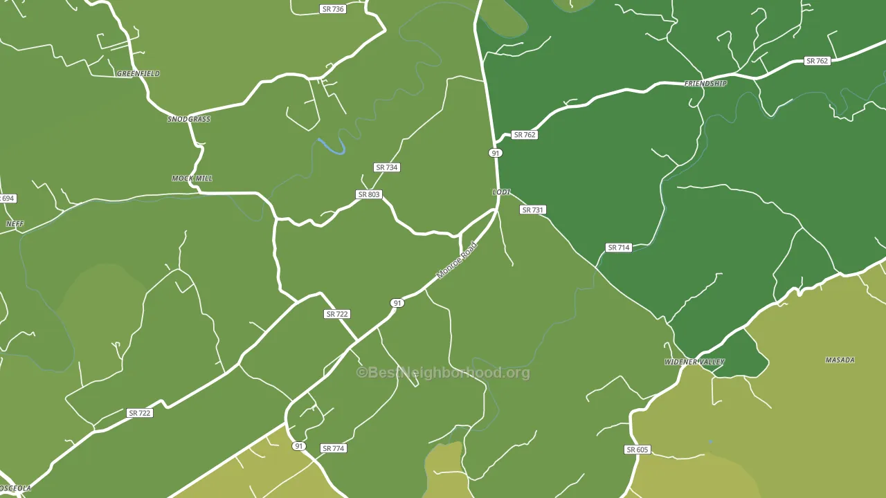 Lodi, VA block-group voter-turnout map