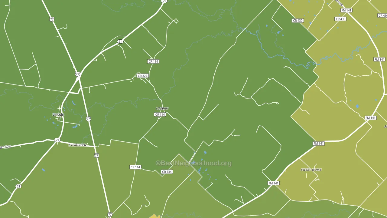Loebau, TX block-group voter-turnout map
