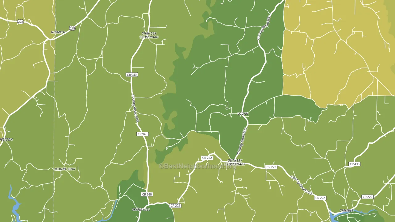 Logan, AL block-group voter-turnout map