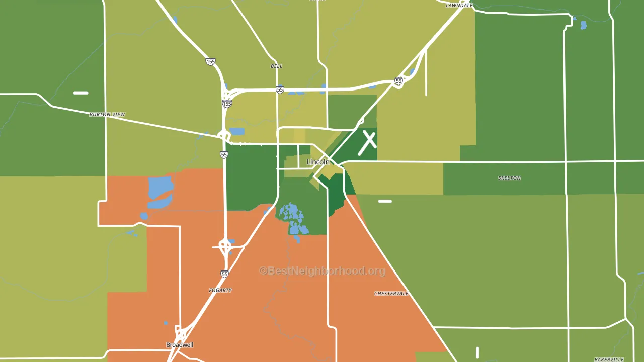 Logan County, IL block-group voter-turnout map