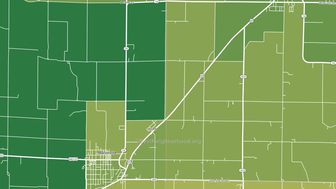 Logan, MO block-group voter-turnout map