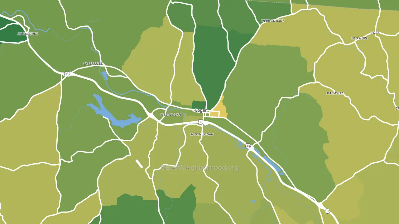 Logan, OH block-group voter-turnout map