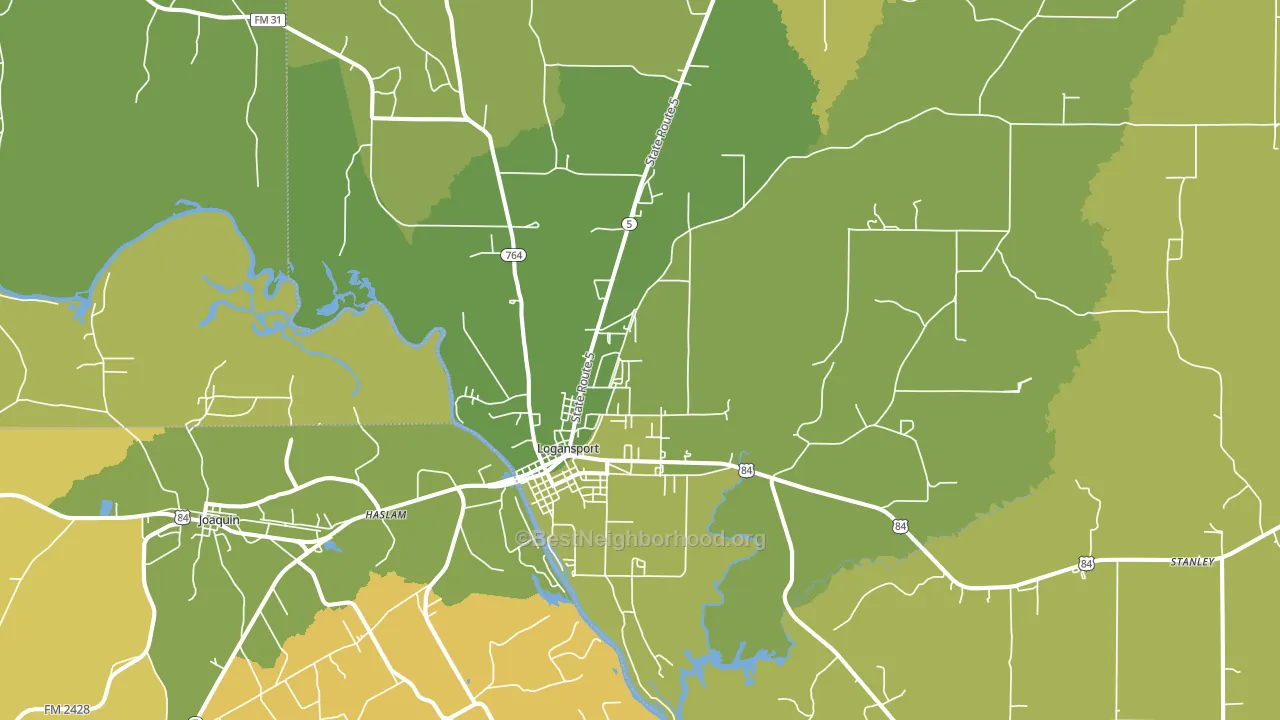 Logansport, LA block-group voter-turnout map
