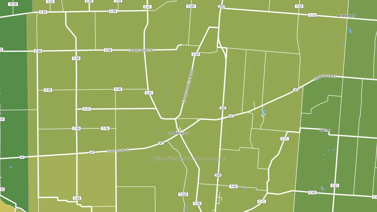 Logansville, OH block-group voter-turnout map