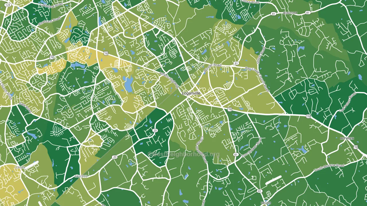 Loganville, GA block-group voter-turnout map