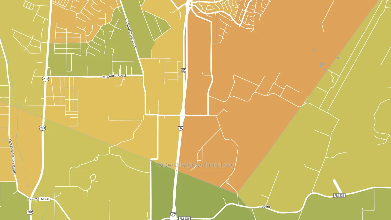Loire, TX block-group voter-turnout map