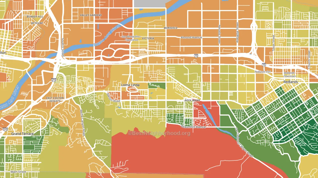Loma Linda, CA block-group voter-turnout map