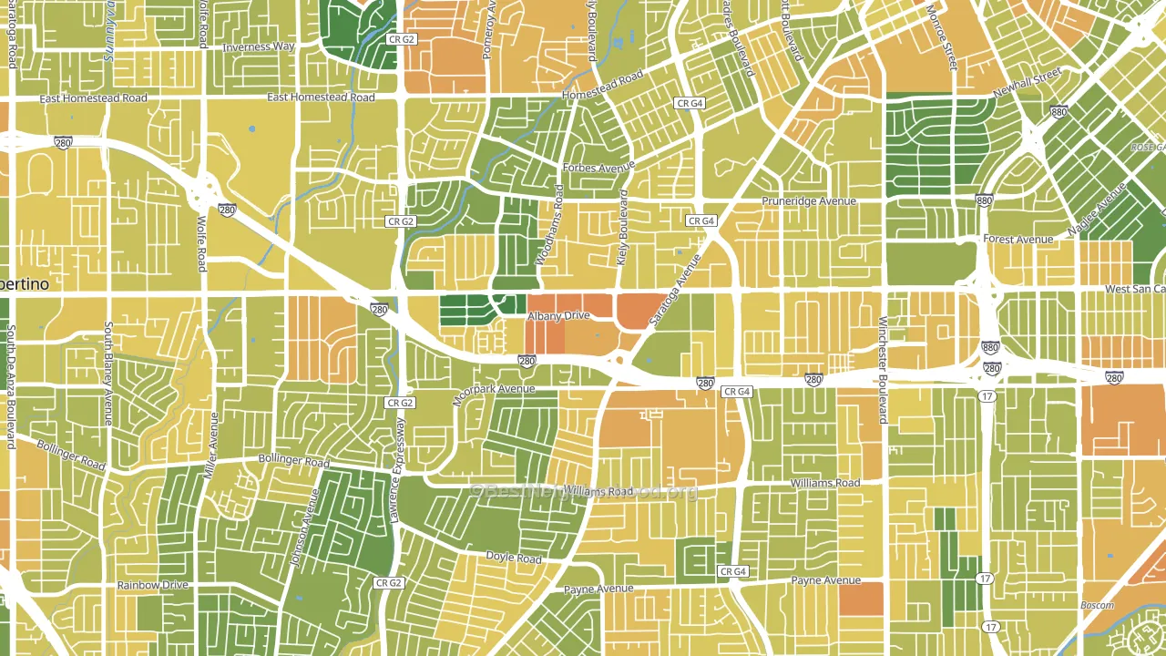 Loma Linda, San Jose, CA block-group voter-turnout map