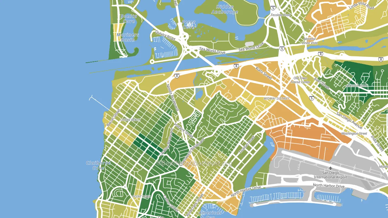Loma Portal, San Diego, CA block-group voter-turnout map